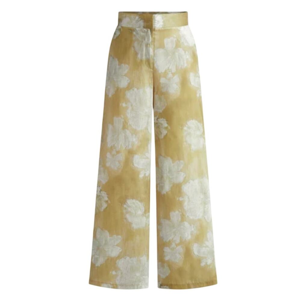 Commense Semi-Sheer Romance Floral Printed Wide-Leg Pants M NWT
